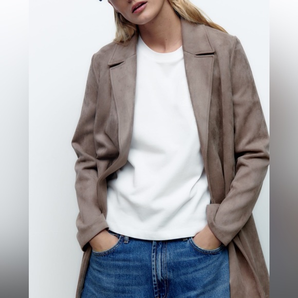 Zara FAUX SUEDE COAT - XS - Picture 2 of 5